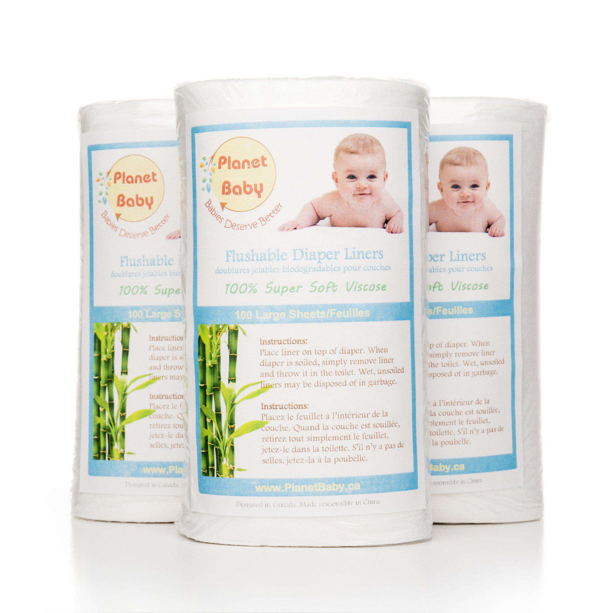 Diaper Liners by Planet Baby, Large Soft Disposable Flushable ...